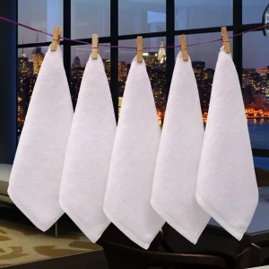 100% Egyptian Cotton Hotel Towels White Plain Face Towel Logo Customized 25x25cm Wash Cloth Salon Towel