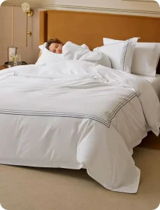 100% Egyptian Cotton Luxury Pure Woven Soft Breathable Sweat Absorbing Pillowcover 3 PCS Cotton Satin Duvet Cover for Hotel