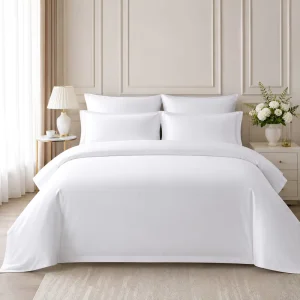100% Egyptian Cotton Woven Luxury Hotel Bedding Set Flat Sheet Duvet Cover Pillowcase Eco Friendly White Sheets 400tc Thread