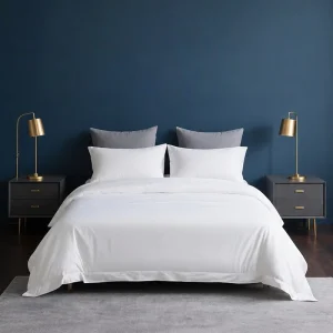 100% Egyptian Cotton Woven Luxury Hotel Bedding Set Flat Sheet Duvet Cover Pillowcase Eco Friendly White Sheets 6040s 4 Piece