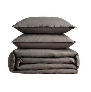 100% French Flax Linen Classic Fitted Bed Sheet Duvet Cover Set Solid Color Customization Anti Dust Mite & Cooling Features