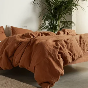 100% French Linen 3PCS Bedding Set Simple Solid Color Cooling Breathable Pillowcases Antibacterial Duvet Cover for Home