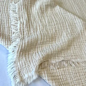 100% GOTS Certified Organic Cotton Crinkled Muslin Adult All Season Customizable Blanket 180*200cm