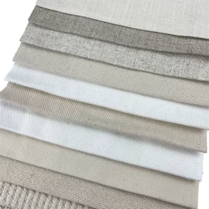 100% Linen Cotton Fabric Eco Friendly Woven Upholstery For Home Textiles Plain Dyed Dot Style For Sofa