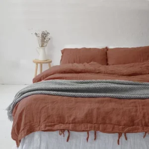 100% Linen Duvet Cover Solid Color Washed Skin Friendly Bedding Duvet Cover 1.8m Comforter Not Included