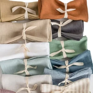 100% Linen Napkins Customized Letters Solid Color Washable Wedding Hotel Catering Reusable Desktop Decoration Napkins