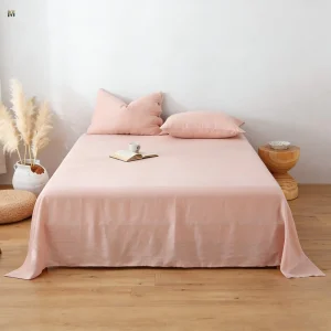 100% Linen Three-piece Set Bedding Natural Linen Flat Sheet Sustainable and Gentle Breathable Fitted Sheet