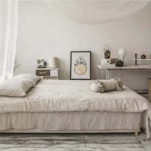 100% Linen Woven High Quality 4-piece Bed Sheet Set Natural Color 100tc Solid Pattern Eco-friendly All-season Modern