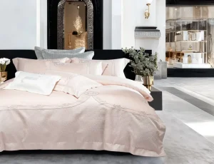 100% Long-Staple Cotton Embroidered Home Plant Flower Bedding Set Includes 4pcs Sheets Pillowcases Duvet Cover for Hotels