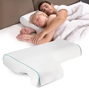 100% Memory Foam Cuddle Pillow for Couples Knitted Ergonomic Anti-Pressure Arm Hole Excellent for Side Sleepers Bed Sleeping
