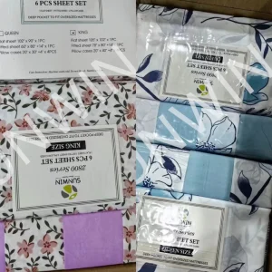 100% Microfiber Bed Sheet Set Super Soft Printed 6 Piece for King Size Flat and Fitted Sheets for Home & Hotel