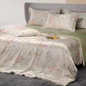 100% Mulberry Silk Duvet Cover Bed Sheet Pillowcases Four-Piece Set Eco-Friendly Anti-Bacteria Hypoallergenic Breathable Europe