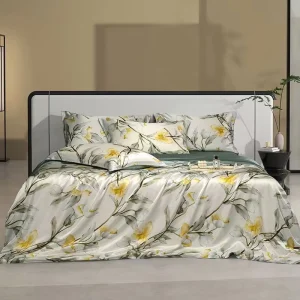 100% Mulberry Silk Duvet Cover Bed Sheet Pillowcases Four Piece Set Stitched 500TC Eco Friendly Hypoallergenic Anti Bacteria