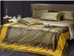 100% Mulberry Silk Duvet Cover Bed Sheet Pillowcases Four Piece Set Stitching 500TC Eco Friendly Breathable Hypoallergenic