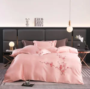 100% Mulberry Silk Duvet Cover Bed Sheet Pillowcases Four Piece Set Stitching 500TC Eco Friendly Soft Skin Friendly Light Luxury