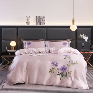 100% Mulberry Silk Europe Style Four Piece Set Duvet Cover Bed Sheet Pillowcases Stitching 500TC Anti Bacteria Hypoallergenic