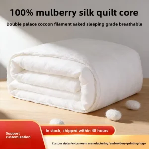 100% Mulberry Silk Filling Quilt Handmade Premium Cotton Cover All Season Silk Comforter Luxury High End Duvet Insert Bedding