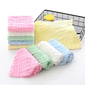 100% Muslin Cotton 6 Layer Square Gauze Baby Bath Towel for Kids Face Washcloth Soft Hypoallergenic Quick Dry Baby Care