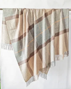 100% New Zealand Wool Blanket Throw for Home and Outdoors Virgin Wool with Fringes Woven Technique 55″x79″