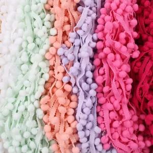 100% Nylon Pom Pom Trim Ball Lace Colorful Mini Pearl Pompom Fringe Ribbon 10mm for Garments Craft Accessories