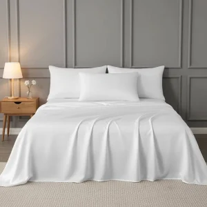 100% Organic Bamboo Flat Fitted Bed Sheet Set Bedding for Home