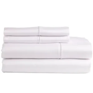100% Organic Bamboo Lyocell Oeko TEX Certified Luxuriously Soft & Cooling Silky Sheet Sets 4 Bedding Sheets & Pillowcases White