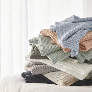 100% Organic Bamboo Plain Waffle Jacquard Knitted Cooling Breathable All-Season Bed Blanket