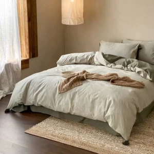 100% Organic Cotton Brushed Comforter Set Floral Pattern Minimalist Design Breathable Eco Friendly Bedding Set