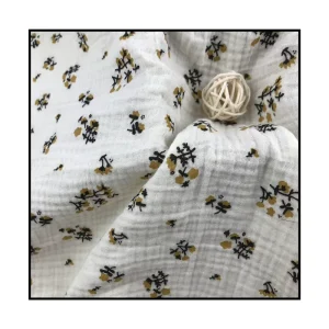 100% Organic Cotton Crepe Crinkle Double Gauze Muslin Fabric Woven Technique Combed for Kids