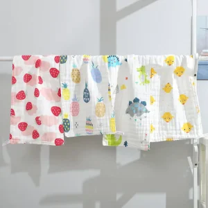100% Organic Cotton Newborn Baby Towel Gauze Baby Sweat square Towel Burping Bath Towels and Wash Cloth Set for Baby