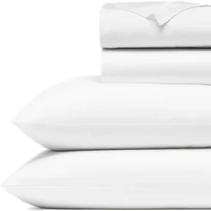 100% Organic Cotton Soft and Breathable Flat Sheet Set Fitted Sheet with 18 24 Inch Deep Pocket