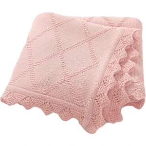 100% Organic Cotton Solid Crib Knit Swaddle Throw Blanket for Baby Toddler Super Soft Nursery Crochet Heirloom Stroller Blanket