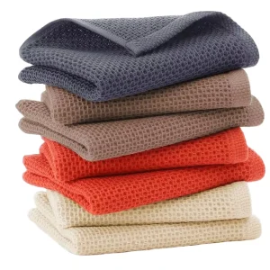 100% Organic Cotton Waffle Weave Kitchen Dish Cloths Quick-Dry Pure Color Towel for Washing and Cleaning