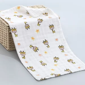 100% Organic Muslin Cotton Towels Newborn Cartoon Baby Bibs 6 Layer Cotton Gauze Absorbent Burp Cloth 25x50cm