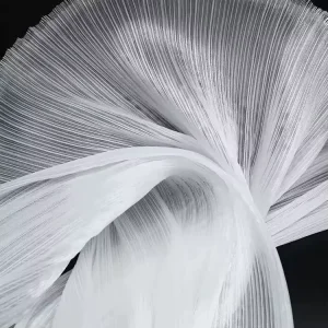 100% Organic Polyester Crepe Organza Pleated Fabric Lightweight Anti-Static Sheer for Elegant Wedding Toy Decoration Girls