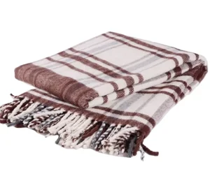 100% Organic Soft Wool Raschel Quilted Woven Thick Customized Plaid Warm Throw Blanket