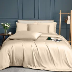 100% Original Bamboo Fiber Knitted Duvet Cover Set 300tc OEKO TEX Certified Luxury All-Season 3-Piece Bedding