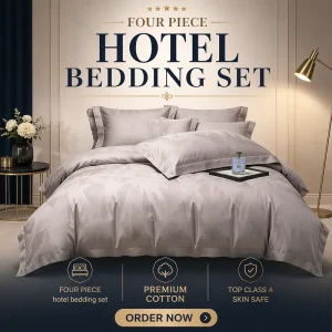100 Percent Long Staple Cotton Smoke Purple Gray Bedding Set 4PC Jacquard Yarn Dyed Satin Duvet Cover Deep Pocket Fitted Sheet