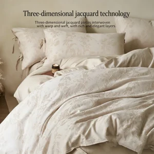 100 Percent Pure Linen Jacquard Satin Brushed Bedding Set Luxury Bed Sheets Soft Duvet Cover