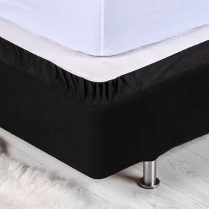 100% Plush Polyester Fitted Bed Base Wrap Black Bed Valance Bed Skirt