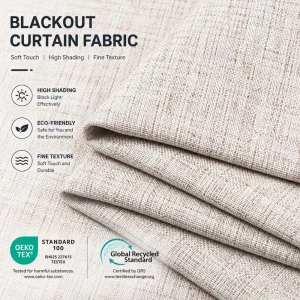100% Polyester 3 Pass PA Coated Thermal Insulated Blackout Curtains Fabric Waterproof Flame Retardant