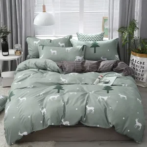 100% Polyester 4 Piece Duvet Cover Flat Sheet Set OEKO TEX Certified 200TC Modern Folded Anti Home Bedroom
