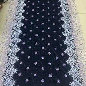 100% Polyester Africa Clothing High end Lace Glitter Velvet Sequin Fabric Sequins Embroidery for Girls Party Bags