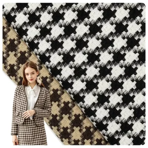 100% Polyester All Season Houndstooth Woven Fabric For Suit Jacket Coat Bag Hat Shoe Custom In Stock Competitive Price For Bulk