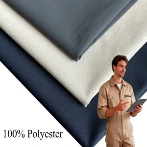 100 Polyester Anti Static Workwear Fabric Moisture Wicking Stretch Woven Material for Industrial Uniforms Outdoor Pants