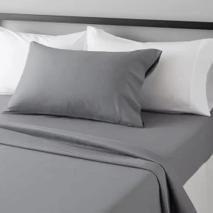 100% Polyester Bed Sheet Set Solid Gray Queen King Size Soft Breathable Hotel Bedding Fitted Flat Sheets