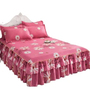 100% Polyester Bedding Luxury Bed Cover Modern Skirting for Double Bed Skirt Bed Skirt Sheet Set