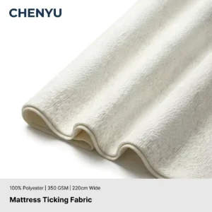 100% Polyester Beige Mattress Weft Knitted Yarn Dyed Jacquard Fabric Quick Dry Medium Weight 350gsm
