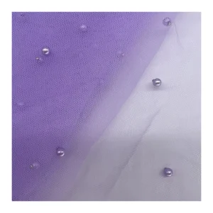 100% Polyester Eco Friendly Printed Warp Lightweight Pearl Beaded Tulle Crystal Fabrics for Bridal Dress Wedding Accessories