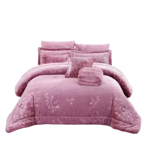 100% Polyester Embossed Leaves Pattern Luxury Hotel Quality Comforter Sets for Home Hotel